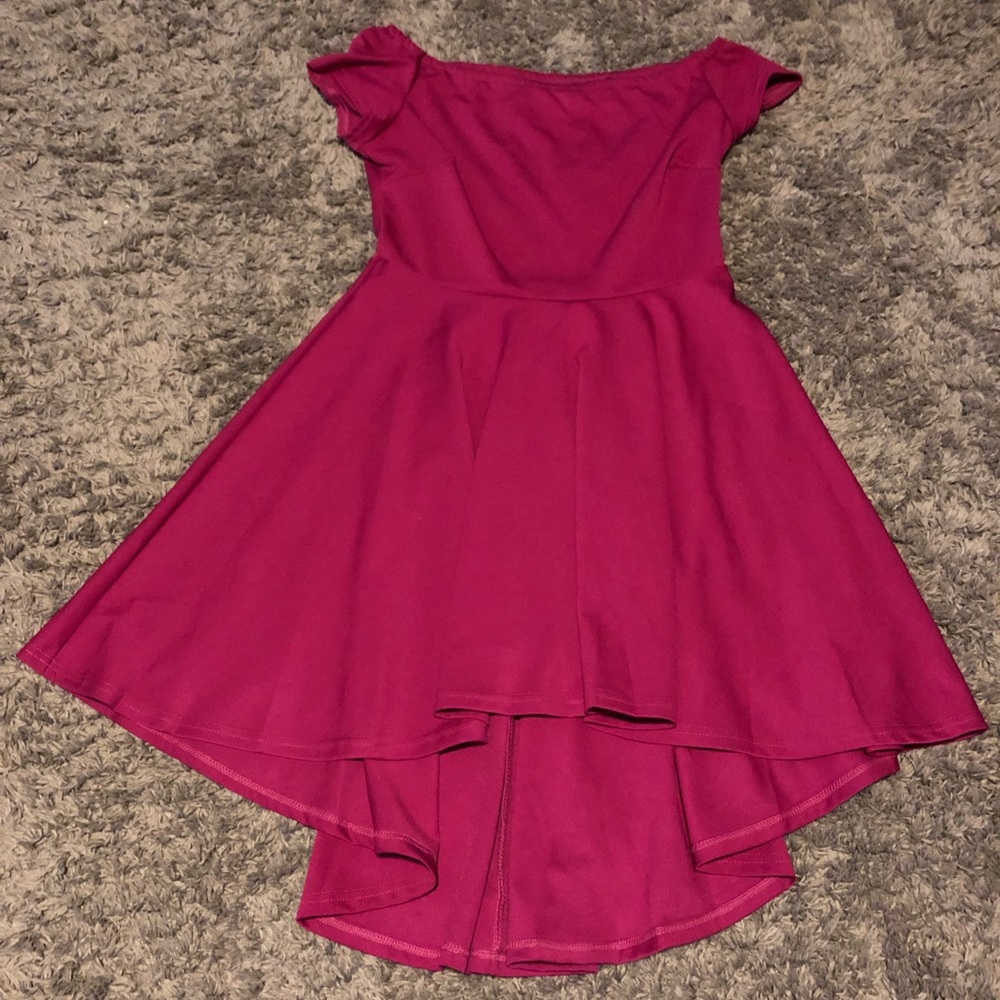 Fuschia/Raspberry High Low Mini Cocktail Dress